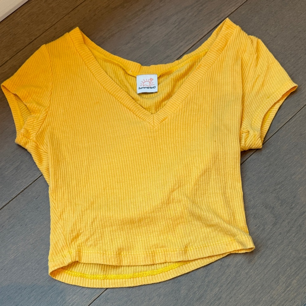 Sunny Vibes Yellow Ribbed Crop Top